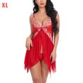 thumbnail image 1 of Camisón de perspectiva de vestido de ropa de dormir de encaje floral sexy para mujer, rojo, XL Inevent XX000215-17, 1 of 7