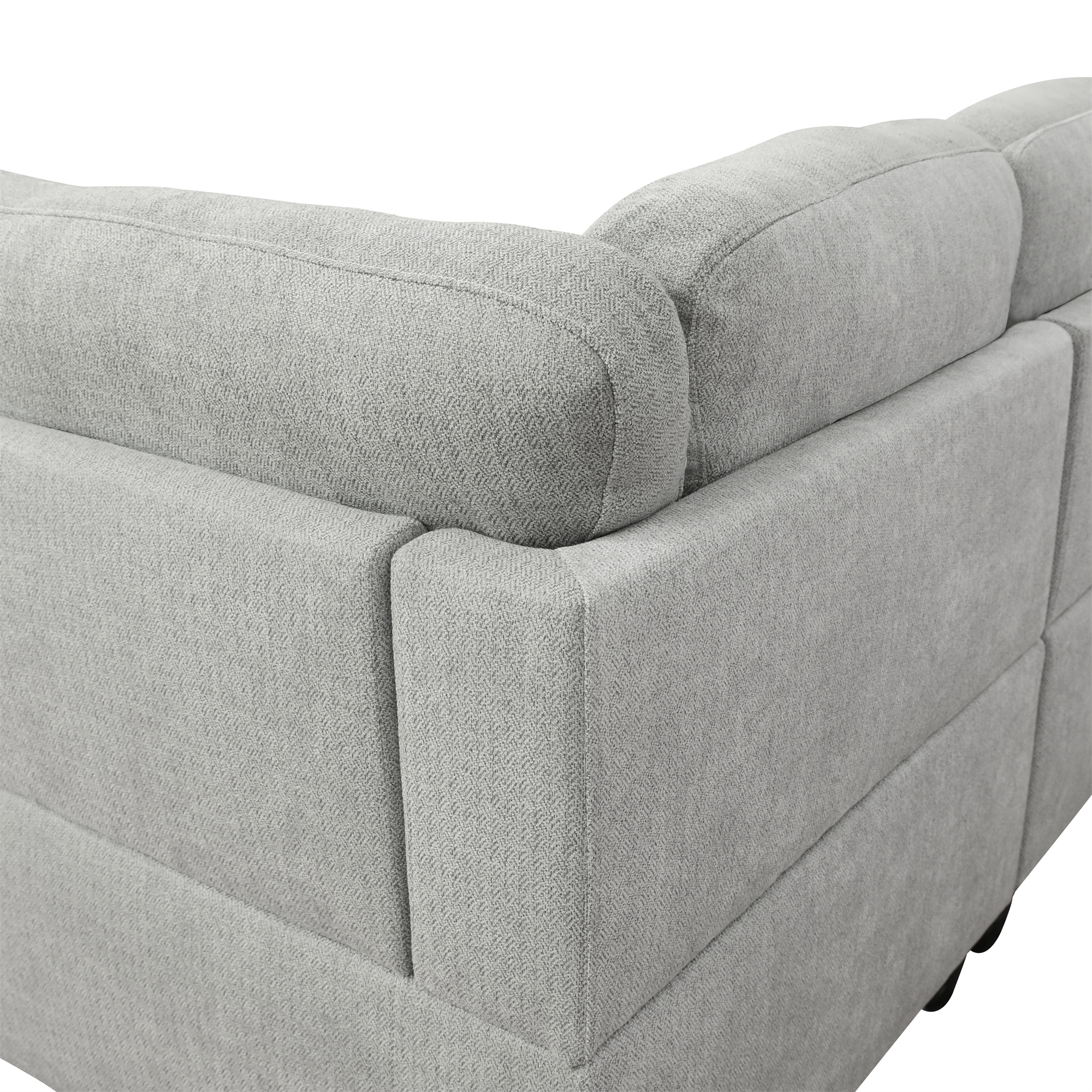 Aukfa 103" Sectional Sofa with Storage Ottoman, L Shape Couch for Living Room, Left Facing Chaise, Flannel, Off White