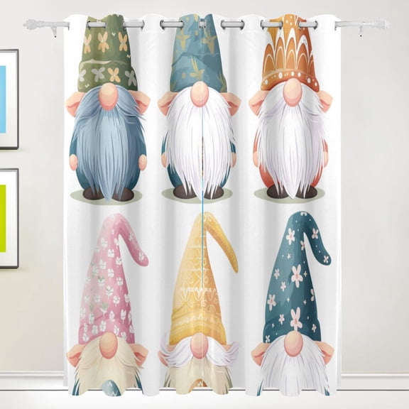 Gnomes Black Out Curtains 84 Inch Length Curtains for Sliding Glass Doors Bedroom Living Room 2 Pack