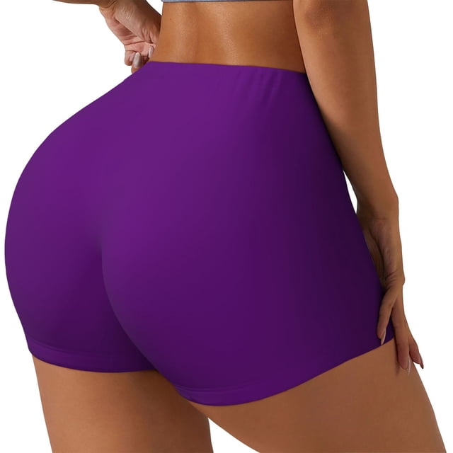 Fotbe Purple Shorts Sin Costuras – Shorts Deportivos de Cintura Alta para Mujer, Elásticos para Gimnasio, Yoga, Running o Ciclismo-Medium