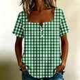 thumbnail image 2 of Enjoytime Womens Summer Tops Plaid Button Down Square Neck Short Sleeve Shirts Casual Work Plus Size Blouses, 2 of 8