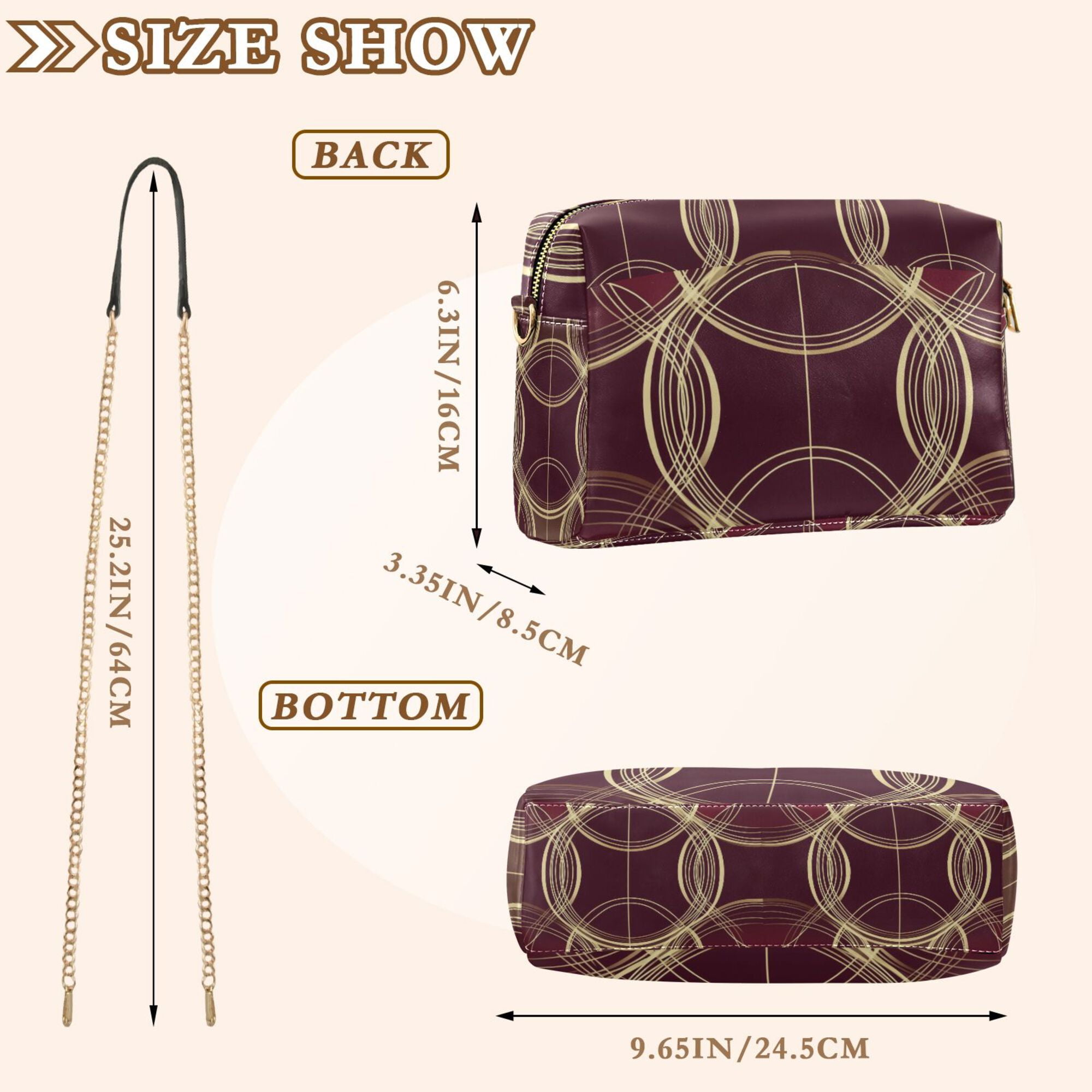 FORMRS Women Crossbody Purse with Chain Strap Vegan Leather Shoulder Handbag, Gold Abstract Pattern