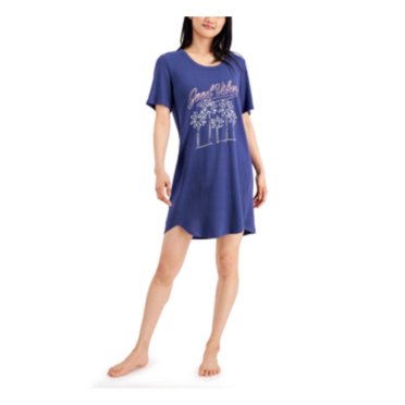 JENNI Chemise de Nuit Graphique Marine Ourlet Incurvé Haut de Pyjama L