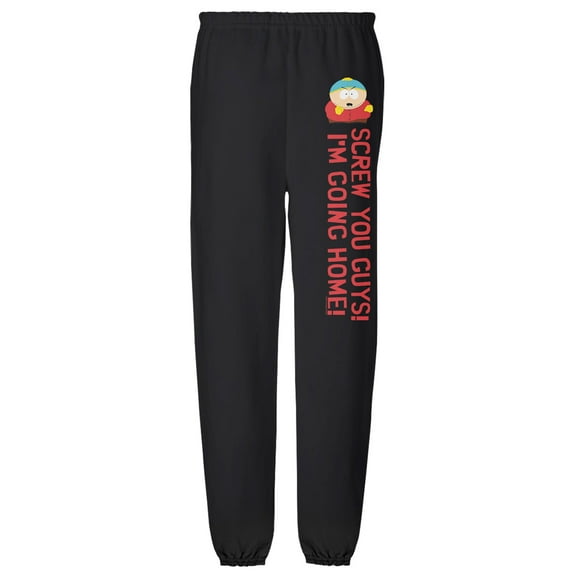 South Park Cartman Screw You Guys Mens Jogger Sweatpants, Black, Small