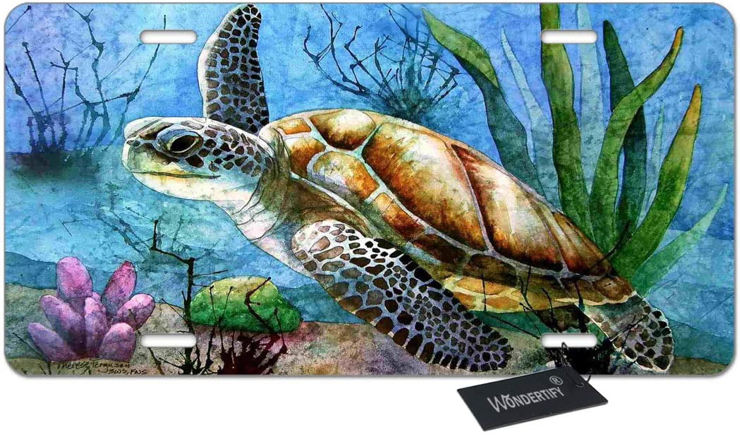 Turtles W/ Hearts Chrome Metal License Plate Frame
