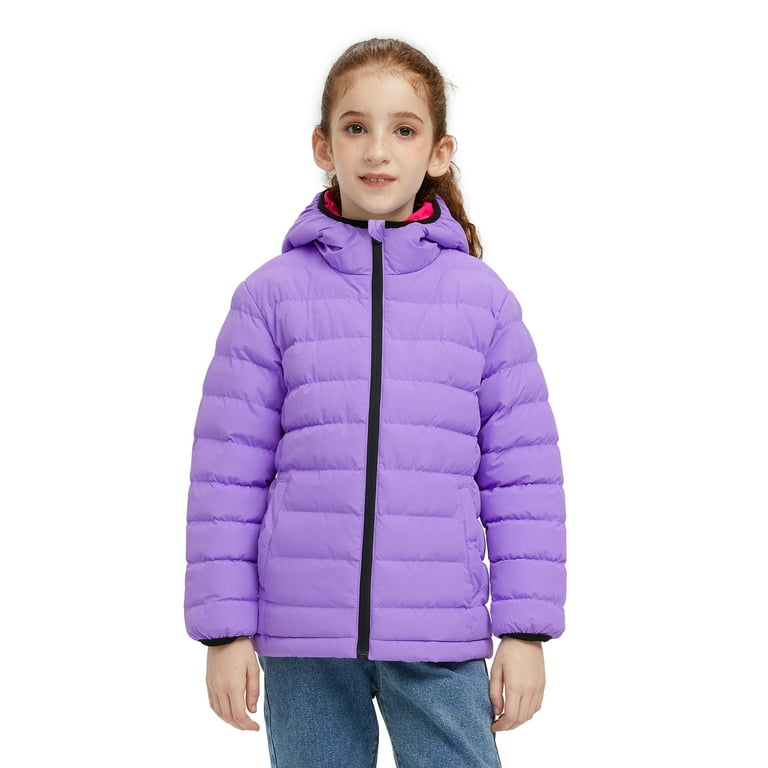 Wantdo Kid's Waterproof Puffer Jacket, Light Winter Coat, Purple