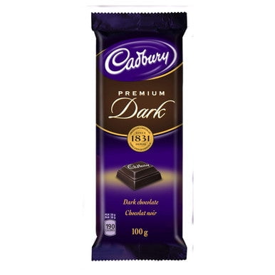 Cadbury Premium Dark Chocolate Bar, 100g/3.5oz