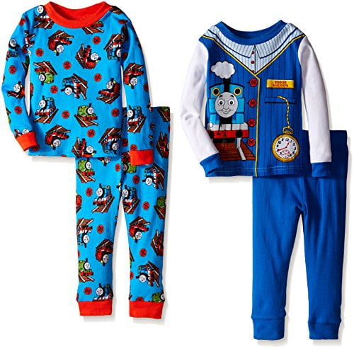 Sizes 3T & 4T Blue/Multi Thomas The Train Toddler Boys 4PC Pajama Sleepwear Set Blue/Multi, 3T
