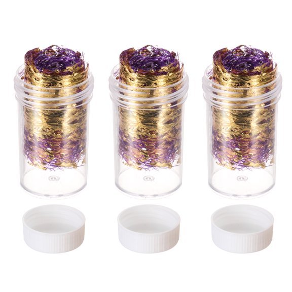 Uxcell 18g Gold Flakes 3 Bottles Gold Foil Sheets with Purple Mesh
