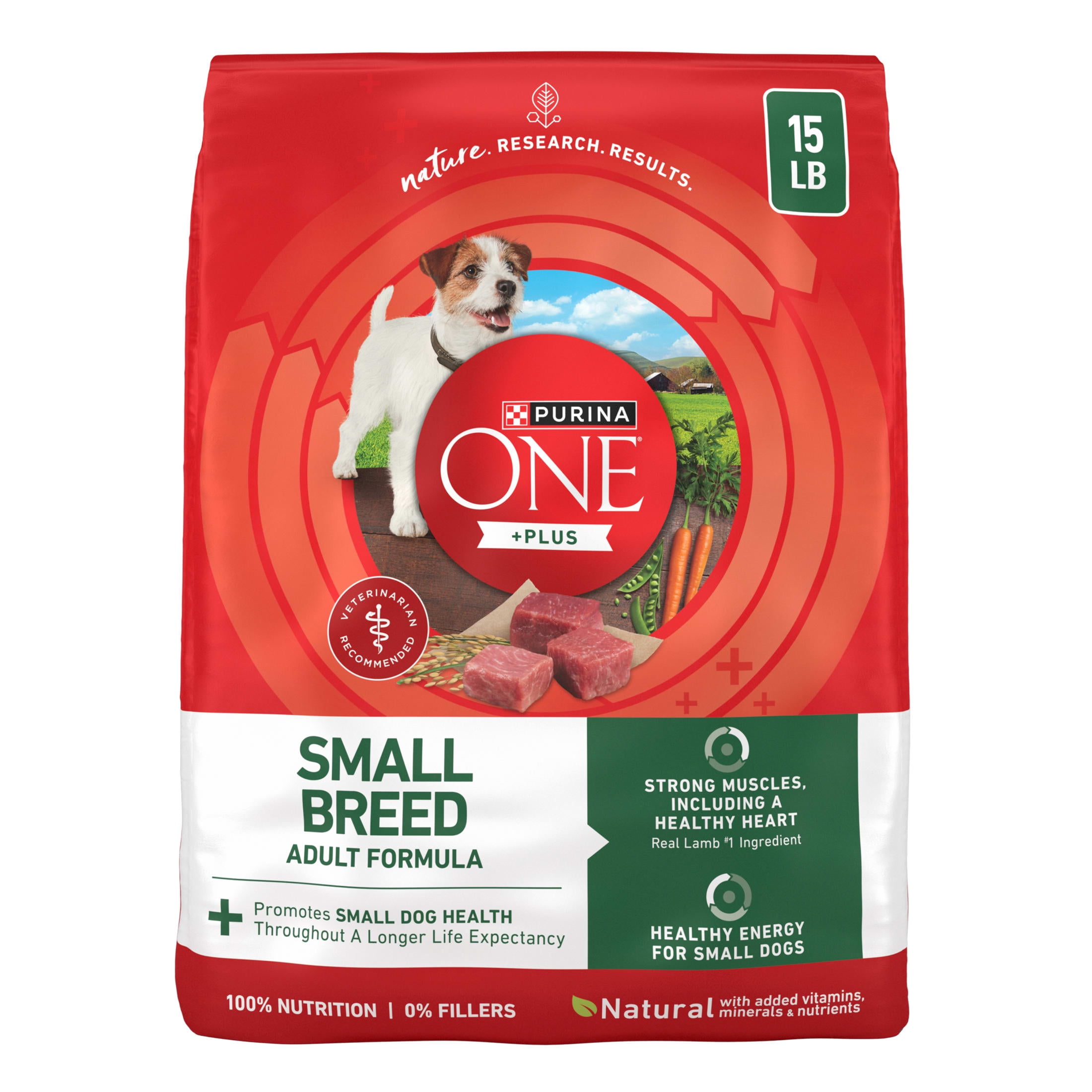 (2 pack) Purina One +Plus Dry Dog Food for Adult Small Dogs, Real Lamb & Rice, 15 lb Bag
