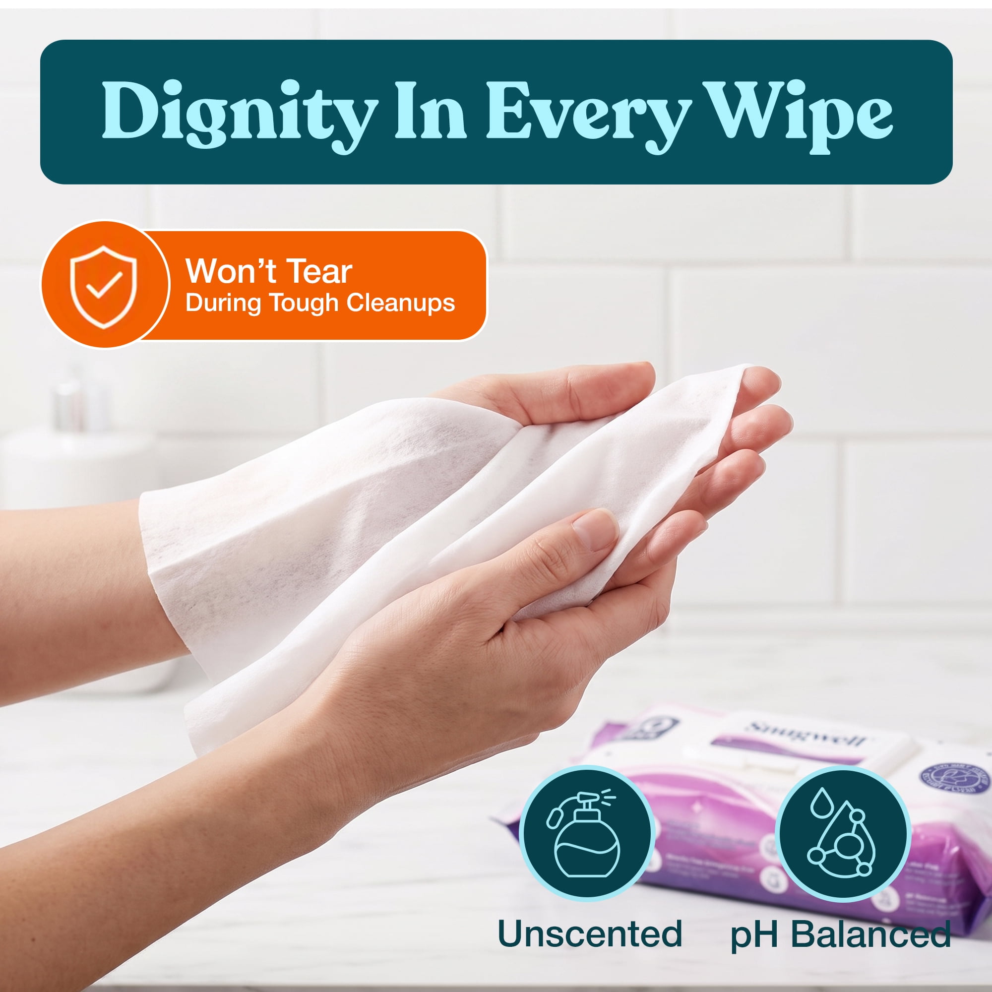 Snugwell Adult Wipes, Unscented Personal Care & Cleansing Wipes, 600 Count