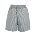 thumbnail image 6 of Women's Striped Shorts with Pocket Drawstring Shorts Elastic Waist Casual Linen Cotton Loose Fit Summer Shorts Daily & Vacation Wear Athletic Workout Shorts, 6 of 9