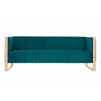 Manhattan Comfort Vector 3-Seat Velvet Upholstered Sofa in Aqua Blue
