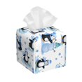 thumbnail image 1 of Balery Playful Penguins and Snowmen Porta Pañuelos de Cuero con Estampado – Funda Moderna Cuadrada para Caja de Pañuelos, Dispensador 5x5x5'', 1 of 7