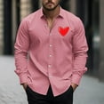 thumbnail image 2 of SERTG Mens Valentine's Day Print Shirt Long Sleeve Button Down Collar Casual Breathable Fashion Top for Men(Pink,M), 2 of 4