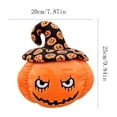 thumbnail image 2 of Halloween Pumpkin Plush Pillow, Spooky Jack-O-Lantern Stuffed Animal Toy with Witch Hat, Halloween Gifts for Teens Adults, Home Decor, 9.84 Inch, 2 of 7