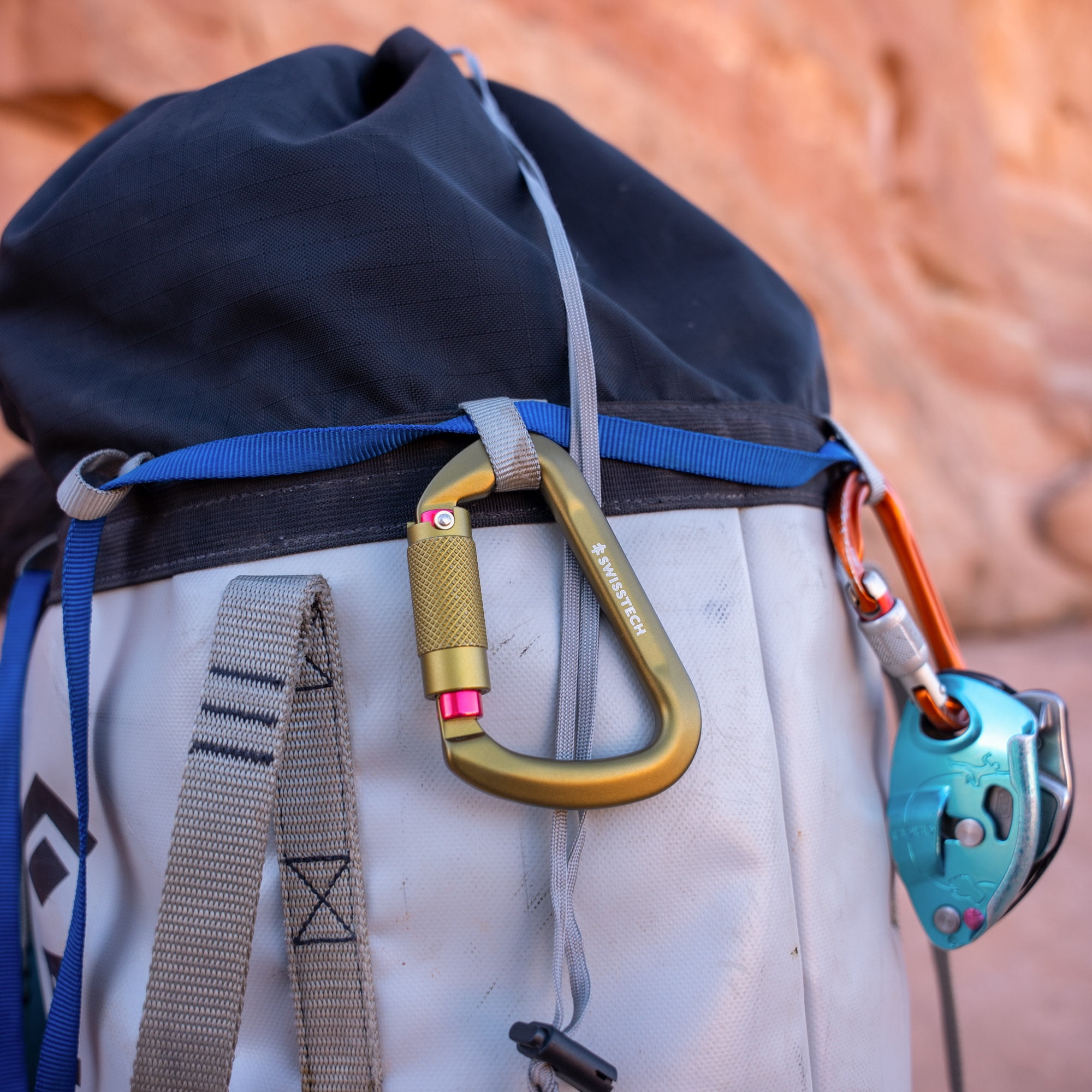 Swiss Tech 30KN Climbing Carabiners, 2 pack, Auto Locking, Lightweight, 7075 Aluminum