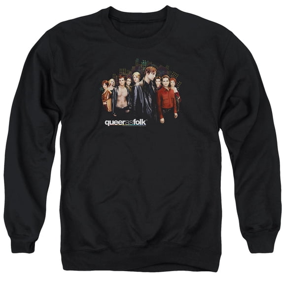 Queer As Folk Title Adult Crewneck Sweatshirt Black