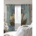 thumbnail image 2 of Vintage Sailboat Blackout Curtains 90 Inch Length 2 Panels Set for Living Room Bedroom, Blue Ocean Seaports Anchors Farmhouse Wood Privacy Window Treatment Thermal Insulated Black Out Drapes 52"x90", 2 of 8