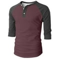 thumbnail image 5 of Chbgutlmr 3/4 Length Sleeve Tops for Men Notched V Neck Color Block Drop Shoulder Shirts Casual Comfy Tops, 5 of 8