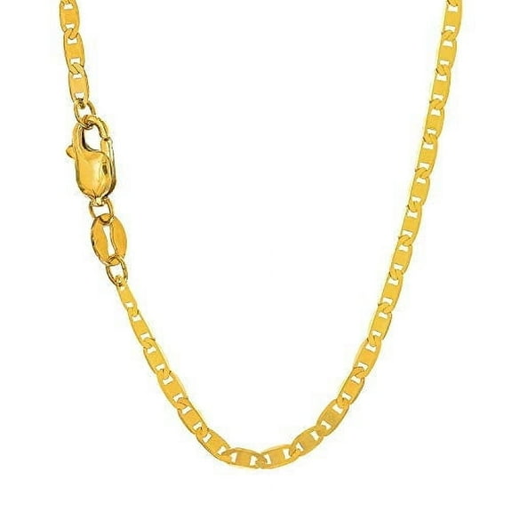 JewelStop 10k Solid Yellow Gold 1.7 mm Mariner Chain Anklet, Lobster Claw Clasp - 10 Inches, 1.2gr.
