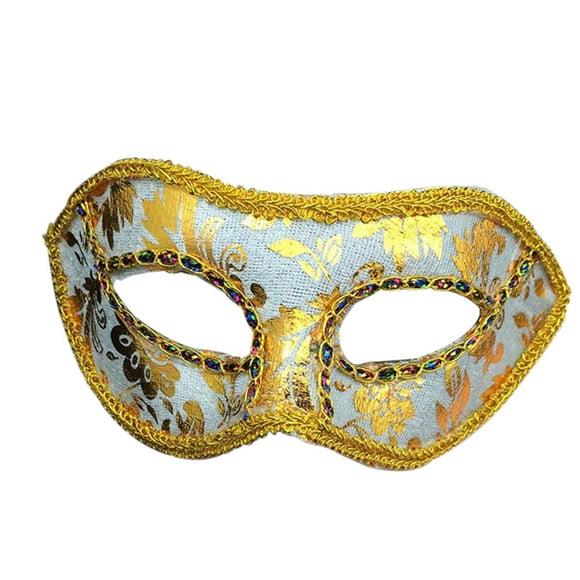 Women Men Costume Eye Mask Dance Party Banquet Unisex Halloween Half Face Mask Facial Decoration, White