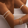 thumbnail image 2 of 5PC Juego de Pulseras para Mujer de Acero Dorado: Tipos Bangle, Nudo y Tennis con Dainty Circonita Cúbica, Apilables, No se Decoloran, Pulseras de Moda, 2 of 5