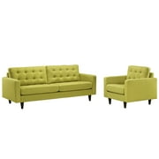 Modern Contemporary Living Room Armchair and Sofa Set of Two Green