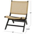 thumbnail image 3 of DecMode Contemporary Wood Folding Chair with Polished Black Finish and a Light Brown Woven Seat, 24"W x 34"H, 3 of 7