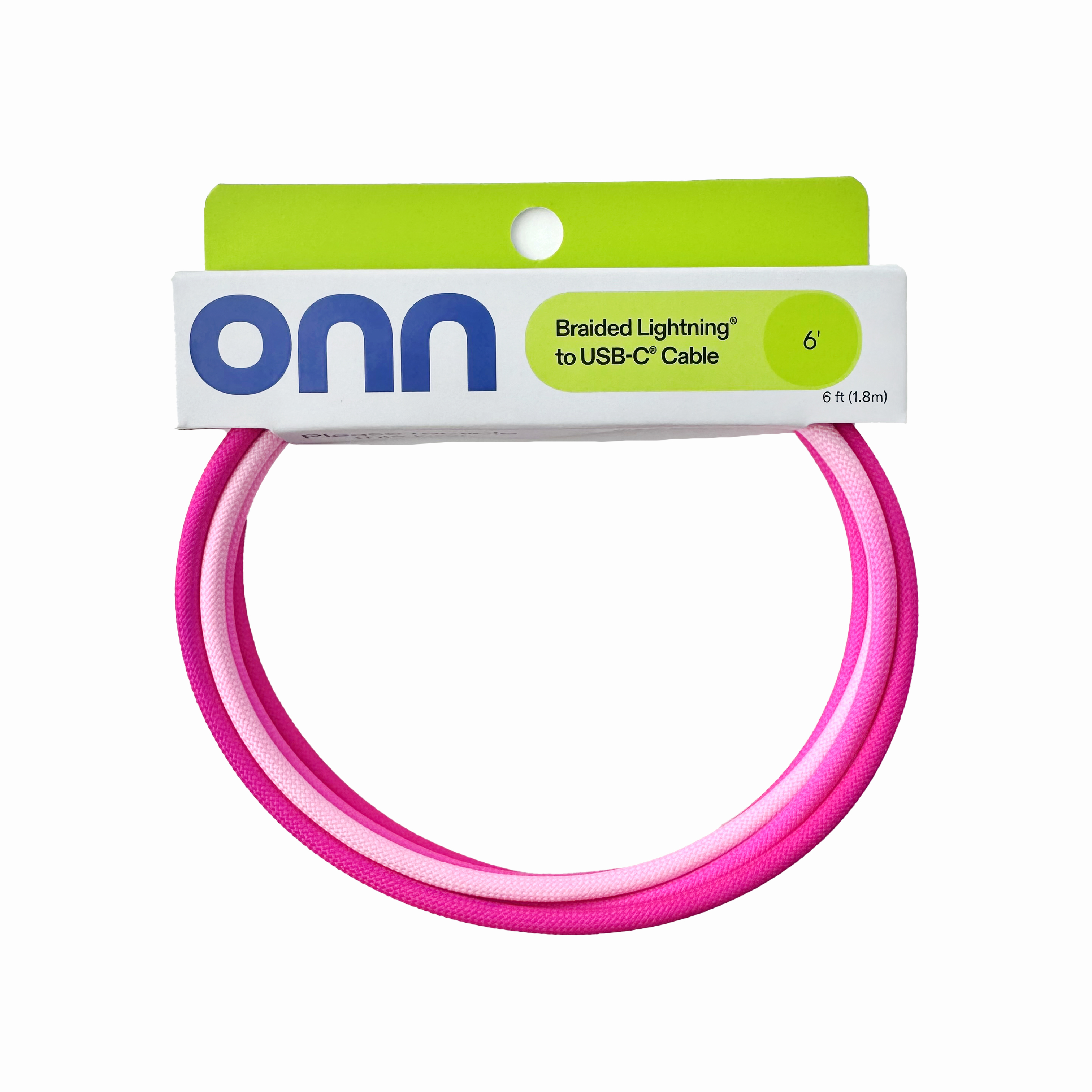 onn 6 Ft Lightning to USB-C Cable, MFI Certified, Pink photo 2