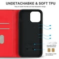 thumbnail image 6 of Wallet Case for iPhone 14 Plus 6.7 inch, Luxury Quilted PU Leather Flip Cover [Shockproof TPU] [Support Wireless Charging] with 2 Card Slots, Kickstand, FRID Blocking Case Cover, Red, 6 of 10