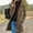 Brown, variant on Women's Plus Size Wool Pea Coat with Stand Collar and Inner Lining for Winter Warmth