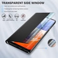 thumbnail image 3 of Phone Case for Samsung Galaxy A14 Case, Smart Clear View Window Luxury Slim Mirror for Galaxy A14 Case with Kickstand, Leather Hard PC Flip Shockproof Protective Cover Samsung A14 5G Case, Black, 3 of 7
