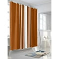 thumbnail image 3 of Fsddascl Burnt Orange White Stripe Shower Curtain Set - 48" x 72" Washable Bathtub Curtain with 12 Hooks, Modern Rustic Vertical Striped Waterproof Fabric Stall Shower Curtains for Bathroom/Bathtub, 3 of 6
