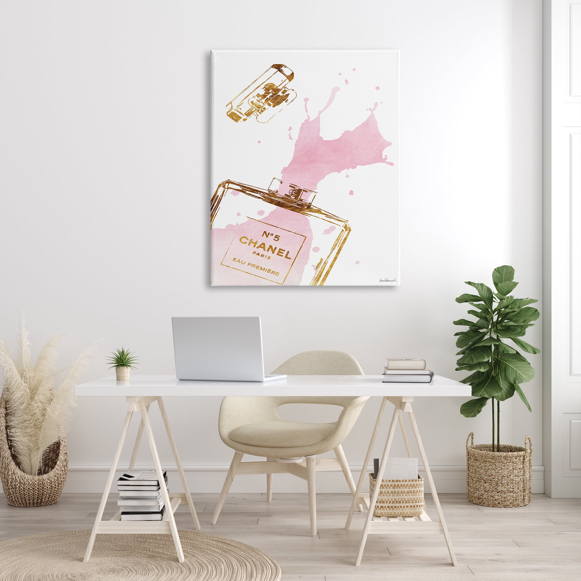 Stupell Industries Glam Perfume Bottle Splash Pink Gold Canvas Wall Art by Amanda Greenwood