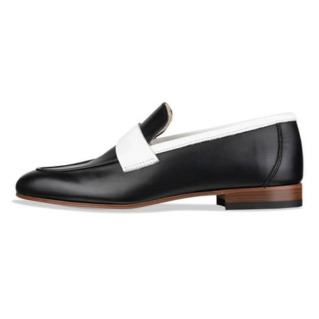 YDN Women Business Strap Loafers Round Closed Toe Slip On Flats Pumps Block Low Heels Office Daily Dressy Shoes Size 10.5 Black