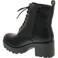 thumbnail image 3 of Soda Women's Magpie Faux Leather Lace-Up Combat Mid Heel Military Ankle Boots, 3 of 4