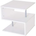 thumbnail image 1 of Table de Fin de Forme en Bois Étagères de Rangement à 3 Niveaux Organisateur Salon Table Basse Bureau Blanc, 1 of 8
