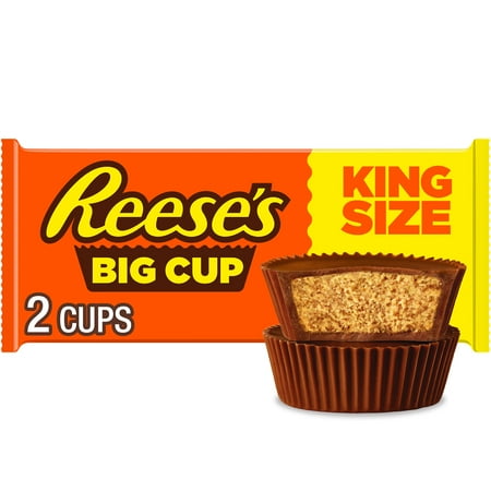 Reese's Big Cup Milk Chocolate King Size Peanut Butter Cups Candy, Pack 2.8 oz