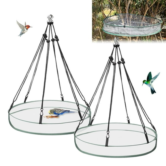 2 Pack Seed Catcher for Bird MVR1 Feeders,30" Diameter Bird Feeder Trays with Adjustable Hanging Hoop, Durable Outdoor Birds Feeding Platform with Seed Guard
