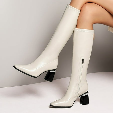 

Christmas Women s Shoes Boots Zipper Winter Thigh Breathable Plus High Heels Barrel Retro Belt Buckle High Boots Size Color Women s Boots