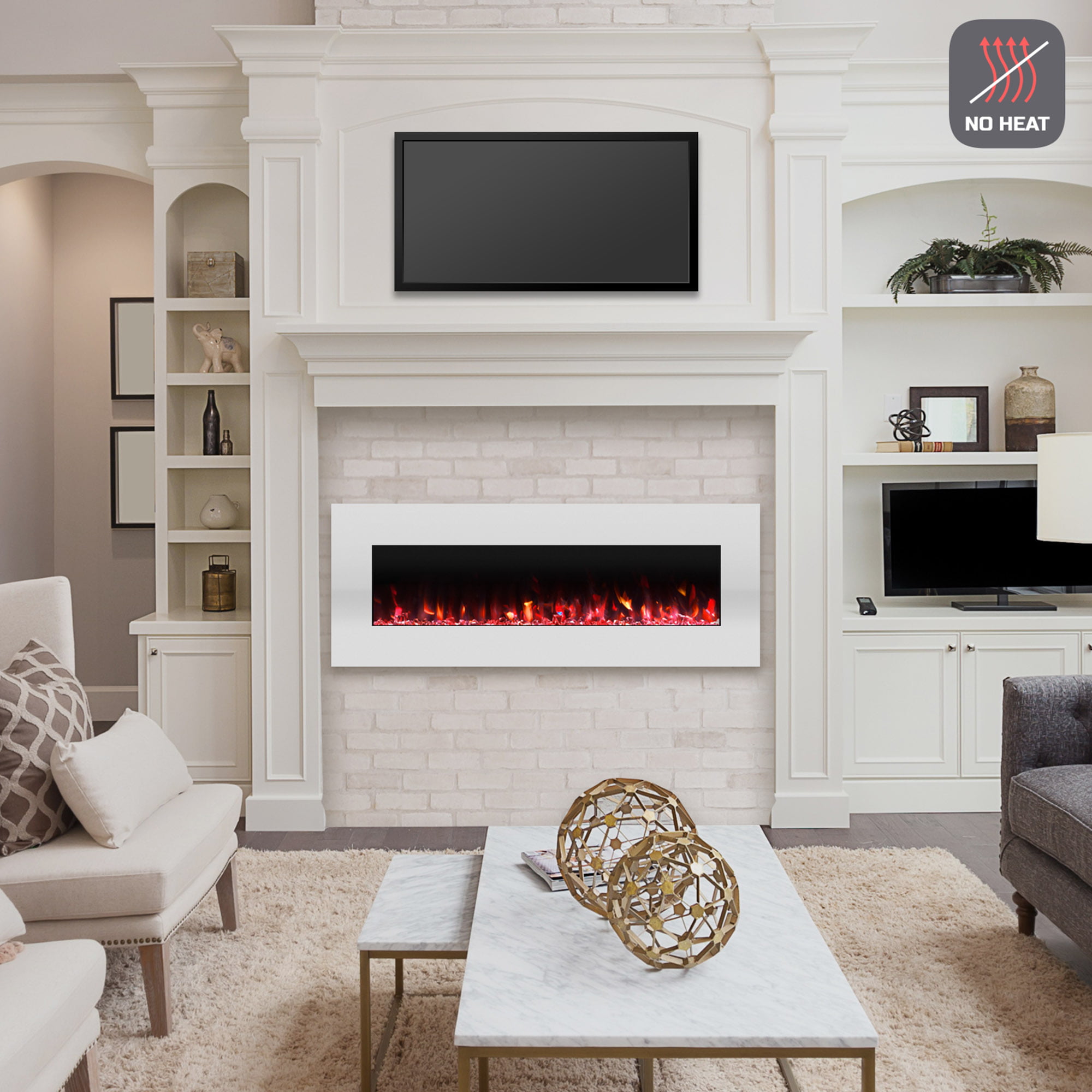 Electric Fireplace Wall Mounted, Northwest 54 In Stainless Steel Electric Fireplace With Wall Mount And Remote Silver