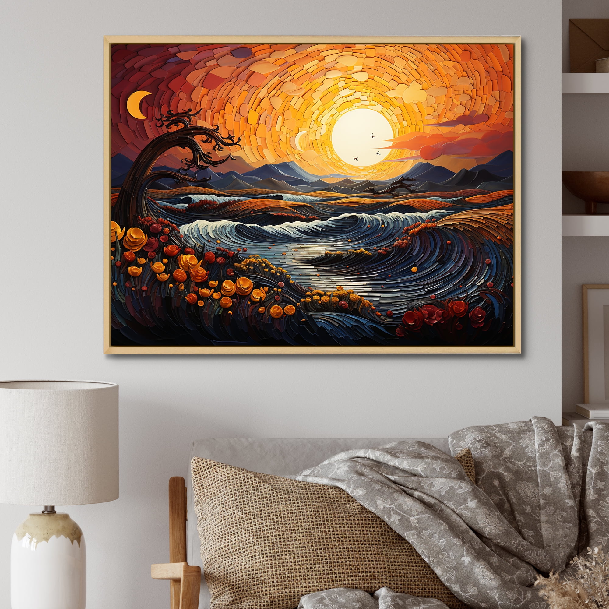 絵画 sunrise Designart Sunrisesunset framed wall Art, Sunset Painted Skies