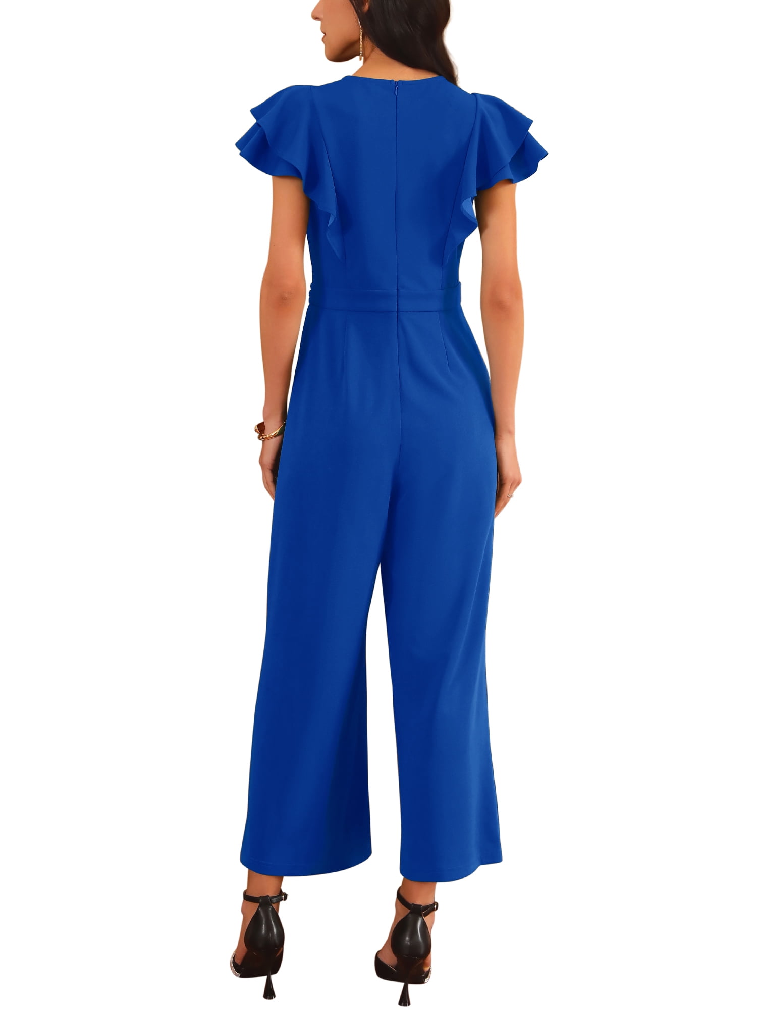 Inspire Chic Women's Formal Jumpsuits Ruffled Sleeve High Waist V Neck Dressy Long Wide Legs Pants 2XL Royal Blue INSPIRE CHIC Women's Formal Jumpsuits Ruffled Sleeve High Waist V Neck  Dressy Long Wide Legs Pants 2XL Royal Blue - Walmart.com