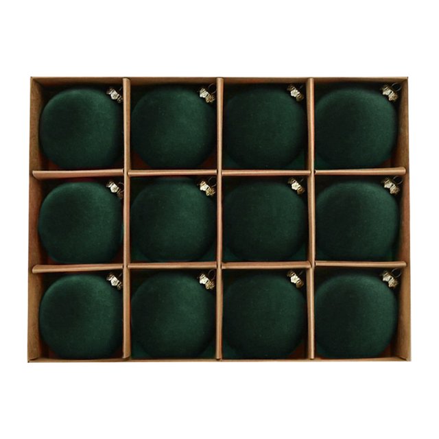 12 Bolas Terciopelo Navideñas para Adornos Decorativos 6 Cm Navidad (D)