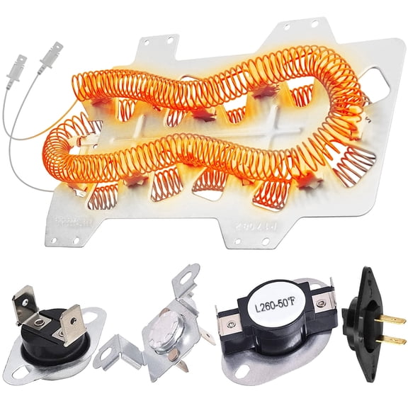 【Upgraded】DC47-00019A Dryer Heating Element Replacement Kit Compatible with Samsung Dryers, Includes DC47-00018A Thermostat DC96-00887A DC47-00016A Thermal Fuse DC32-00007A Thermistor, Fits DV42H5000