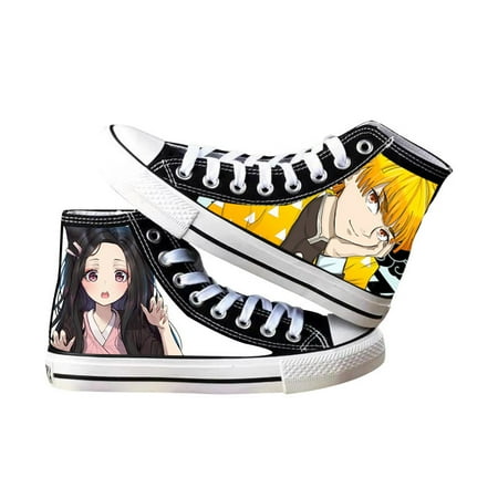 

3D Print Anime Demon Slayer Canvas Shoes for Kids Teens Adults Cosplay Tanjirou Nezuko Zenits Lace up High Top Walking Running Casual Sneakers Unisex Lightweight Shoes
