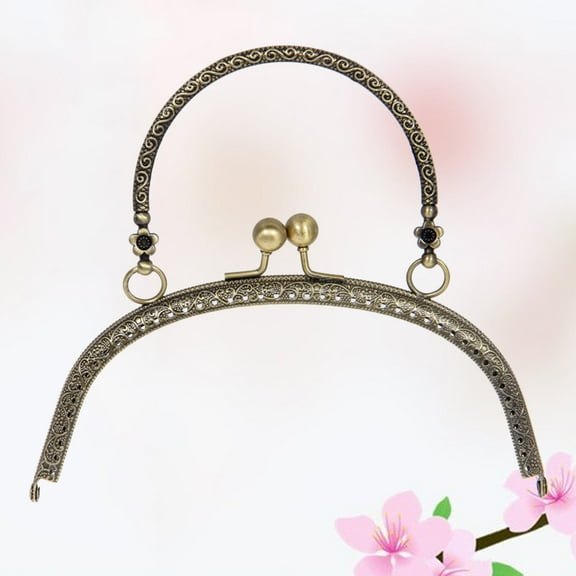 QIFULL 16.5cm Retro Curved Iron Coin Purse Frame with Embossing Details for DIY Bag Making Golden Color for Sewing Craft