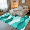 thumbnail image 5 of 5x7 Area Rugs, Turquoise Stripes Non-Skid Rubber Backing Large Rectangle Rugs - Living Room Bedroom Home Office, Vintage Farmhouse Ripple Texture Art Indoor Floor Mat Carpets Washable Rug, 5 of 9
