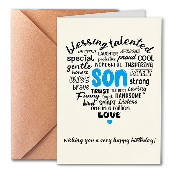 Tarjeta de felicitación PTRUKD para cumpleaños de hijo, feliz cumpleaños, 5 x 7 pulgadas